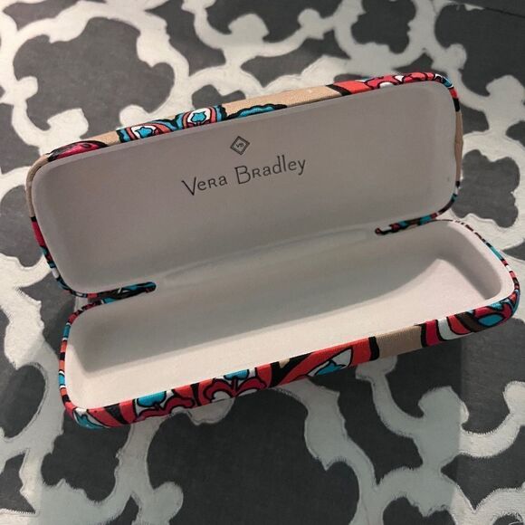 Vera Bradley Glasses Case Floral Brown Blue Red Like NEW - Picture 1 of 8